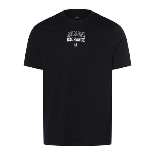 Armani Exchange T-shirt męski Mężczyźni Bawełna granatowy jednolity ze sklepu vangraaf w kategorii T-shirty męskie - zdjęcie 162309451