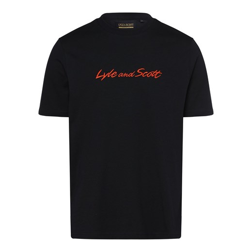 Lyle & Scott T-shirt męski Mężczyźni Bawełna granatowy jednolity ze sklepu vangraaf w kategorii T-shirty męskie - zdjęcie 162309471