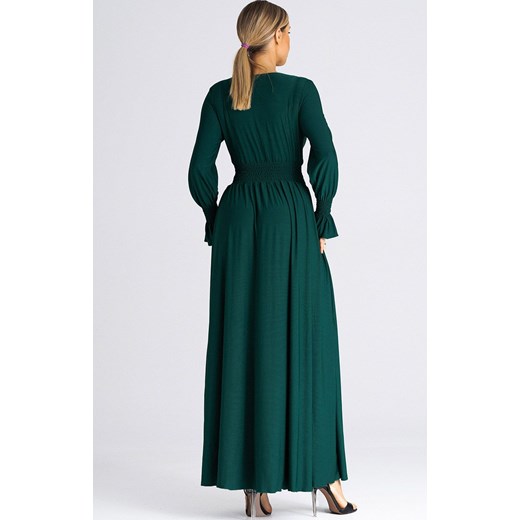 Sukienka Fokus maxi elegancka w serek kopertowa