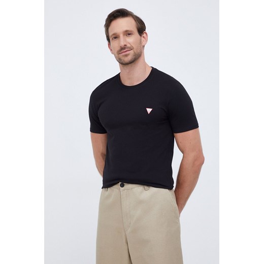 Guess t-shirt męski kolor czarny gładki M2YI24 J1314 ze sklepu ANSWEAR.com w kategorii T-shirty męskie - zdjęcie 162315353