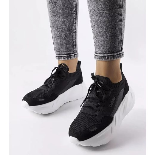Buty sportowe damskie BIG STAR sneakersy sznurowane na płaskiej podeszwie czarne 