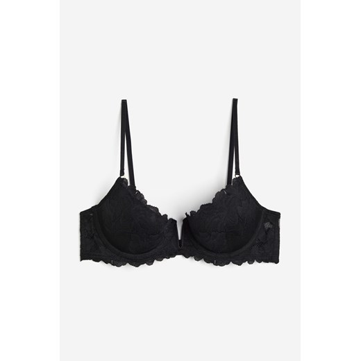 H & M - Koronkowy biustonosz push-up - Czarny H & M 80D H&M