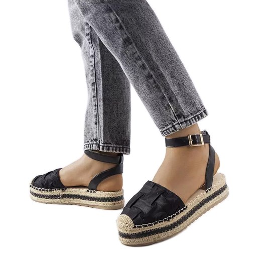 Czarne espadryle na platformie Lafrenière 38 ButyModne.pl