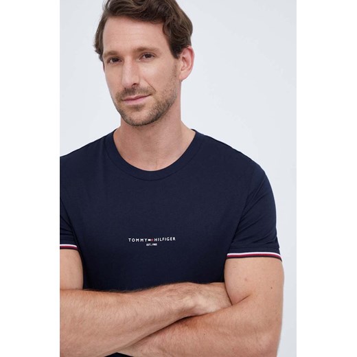 Tommy Hilfiger t-shirt bawełniany kolor granatowy z aplikacją MW0MW32584 ze sklepu ANSWEAR.com w kategorii T-shirty męskie - zdjęcie 162346942