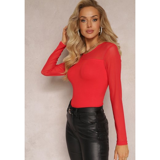 Czerwona Bluzka z Siateczką Lamivette ze sklepu Renee odzież w kategorii Bluzki damskie - zdjęcie 162347260