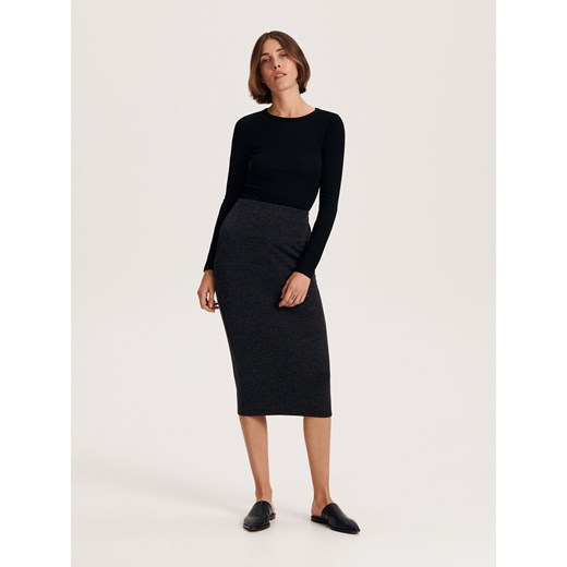 Reserved - Spódnica midi - czarny ze sklepu Reserved w kategorii Spódnice - zdjęcie 162348160