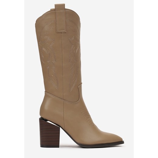 Kozaki damskie Born2be beżowe 