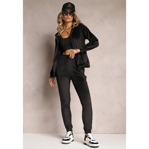 Czarny 2-częściowy Komplet Dresowy z Bluzą i Spodniami Wolff ze sklepu Renee odzież w kategorii Dresy damskie - zdjęcie 162350151
