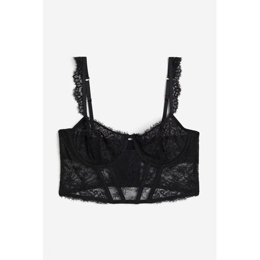 H & M - Nieusztywniany półgorset koronkowy - Czarny H & M H&M