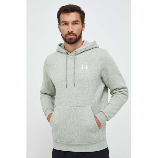 Under Armour bluza męska kolor zielony z kapturem z nadrukiem 1373880 ze sklepu ANSWEAR.com w kategorii Bluzy męskie - zdjęcie 162357592