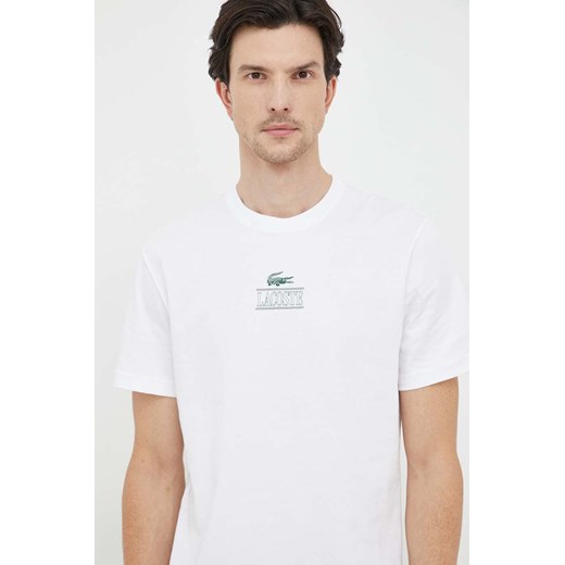 Lacoste t-shirt bawełniany kolor biały z nadrukiem ze sklepu ANSWEAR.com w kategorii T-shirty męskie - zdjęcie 162358601