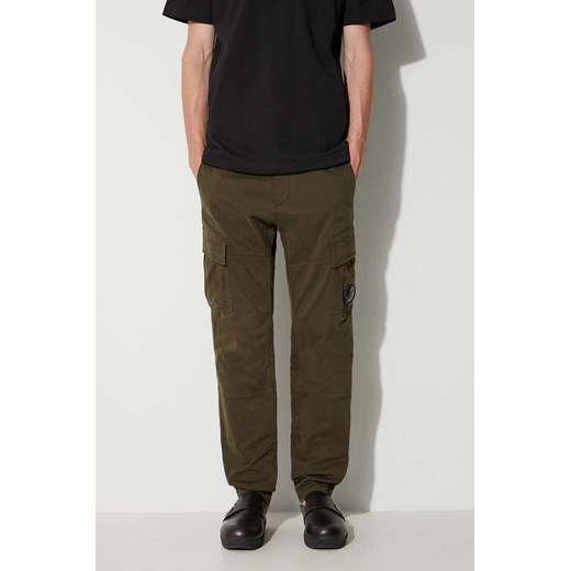 C.P. Company spodnie STRETCH SATEEN CARGO PANTS męskie kolor zielony w fasonie 48 PRM