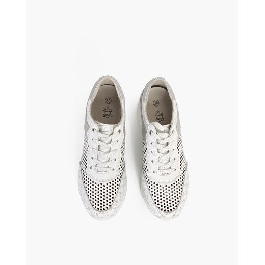 białe sneakersy skórzane ażurowe 131-78592-BIAŁY Kulig 37 KULIG