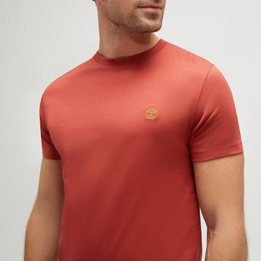 T-shirt męski Timberland wiosenny czerwony z krótkim rękawem 