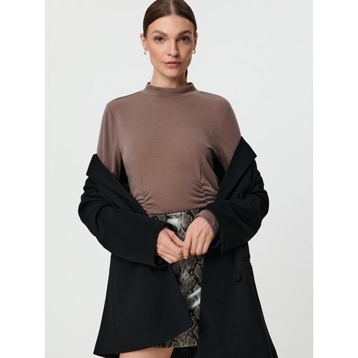 Bluzka damska Sinsay z długimi rękawami casual z okrągłym dekoltem 