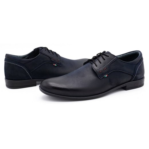 Buty Olivier skórzane męskie 305GT granatowe ze sklepu butyolivier w kategorii Buty eleganckie męskie - zdjęcie 162370374