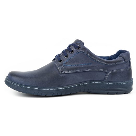 Buty męskie skórzane Casual 921K granatowe ze sklepu butyolivier w kategorii Półbuty męskie - zdjęcie 162370401