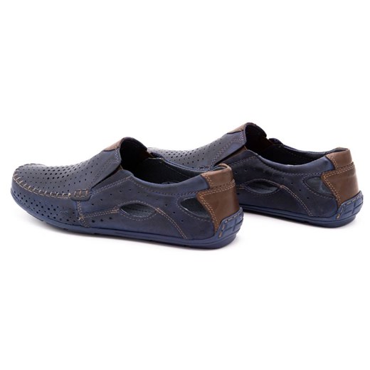 Buty męskie mokasyny skórzane 901 lato ciemny granat ze sklepu butyolivier w kategorii Mokasyny męskie - zdjęcie 162370470