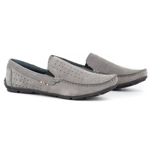 Buty męskie mokasyny skórzane 890 szare ze sklepu butyolivier w kategorii Mokasyny męskie - zdjęcie 162370480
