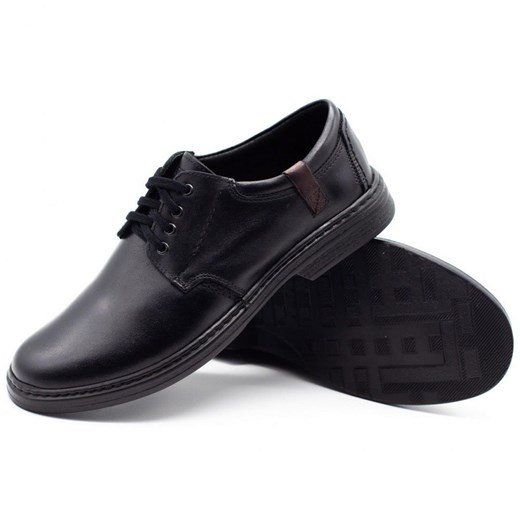 Buty męskie skórzane 415 czarne ze sklepu butyolivier w kategorii Półbuty męskie - zdjęcie 162370482