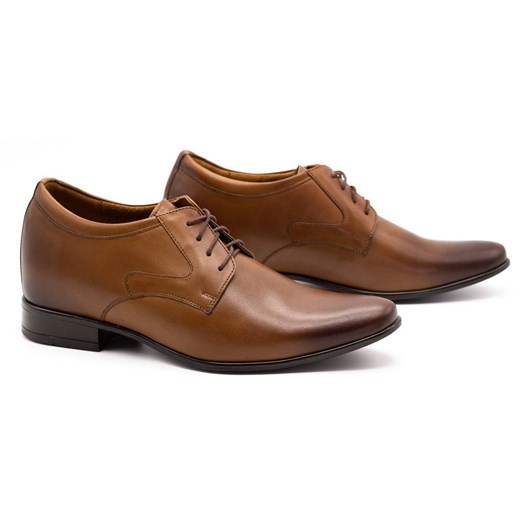 Buty męskie wizytowe P11 podwyższające brązowe ze sklepu butyolivier w kategorii Buty eleganckie męskie - zdjęcie 162370522