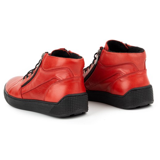 Buty męskie ocieplane skórzane 120KAM czerwone ze sklepu butyolivier w kategorii Półbuty męskie - zdjęcie 162370584