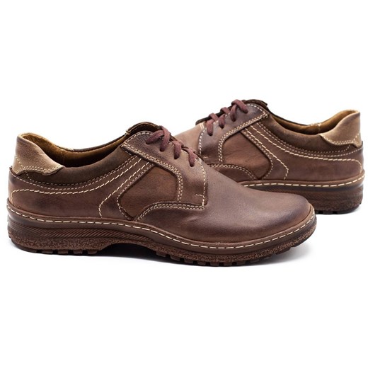 Buty męskie skórzane 835 brązowe ze sklepu butyolivier w kategorii Półbuty męskie - zdjęcie 162370673