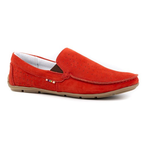 Buty męskie mokasyny skórzane 890 czerwone ze sklepu butyolivier w kategorii Mokasyny męskie - zdjęcie 162370792