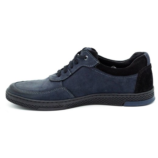 Buty męskie skórzane casual 918K granatowe ze sklepu butyolivier w kategorii Półbuty męskie - zdjęcie 162370822