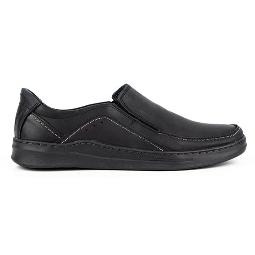 Buty męskie wsuwane skórzane SLIP-ON 216GT czarne ze sklepu butyolivier w kategorii Półbuty męskie - zdjęcie 162370924