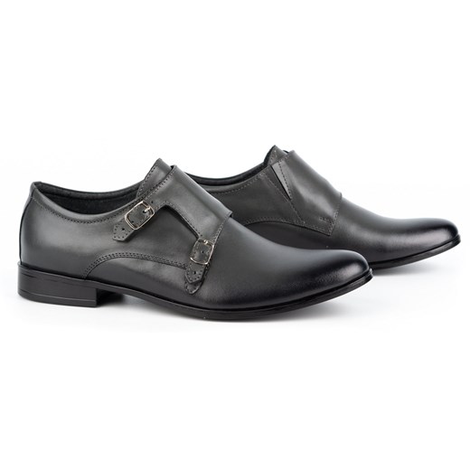 Skórzane buty wizytowe Monki 287LU szare ze sklepu butyolivier w kategorii Buty eleganckie męskie - zdjęcie 162370941