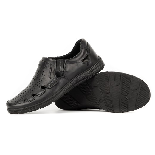 Buty męskie mokasyny skórzane 500MP czarne ze sklepu butyolivier w kategorii Mokasyny męskie - zdjęcie 162370950