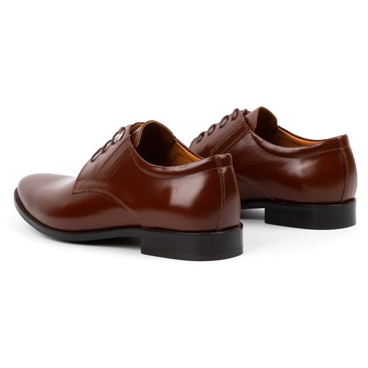 Buty meskie skórzane wizytowe lakierki 480 brązowe ze sklepu butyolivier w kategorii Buty eleganckie męskie - zdjęcie 162370983