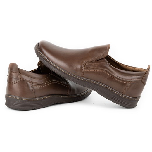 Buty męskie skórzane 727MP brązowe ze sklepu butyolivier w kategorii Półbuty męskie - zdjęcie 162371051