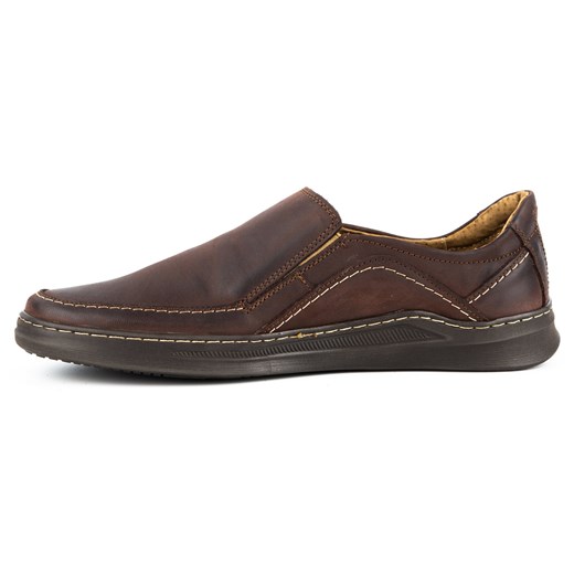 Buty męskie wsuwane skórzane SLIP-ON 216GT brązowe ze sklepu butyolivier w kategorii Półbuty męskie - zdjęcie 162371071