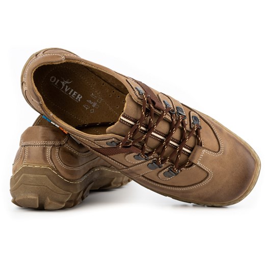 Skórzane buty trekkingowe męskie 213GT brązowe ze sklepu butyolivier w kategorii Buty trekkingowe męskie - zdjęcie 162371083