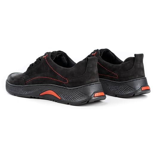 Buty męskie skórzane SPORT 922K czarny nubuk ze sklepu butyolivier w kategorii Mokasyny męskie - zdjęcie 162371112