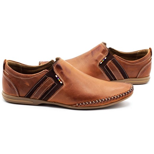 Buty męskie mokasyny skórzane 711 brązowe ze sklepu butyolivier w kategorii Mokasyny męskie - zdjęcie 162371120