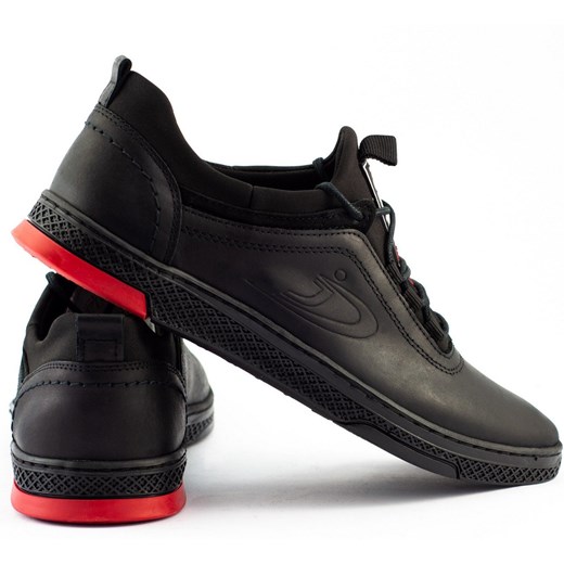 Buty męskie skórzane casual K24 czarne ze sklepu butyolivier w kategorii Półbuty męskie - zdjęcie 162371121