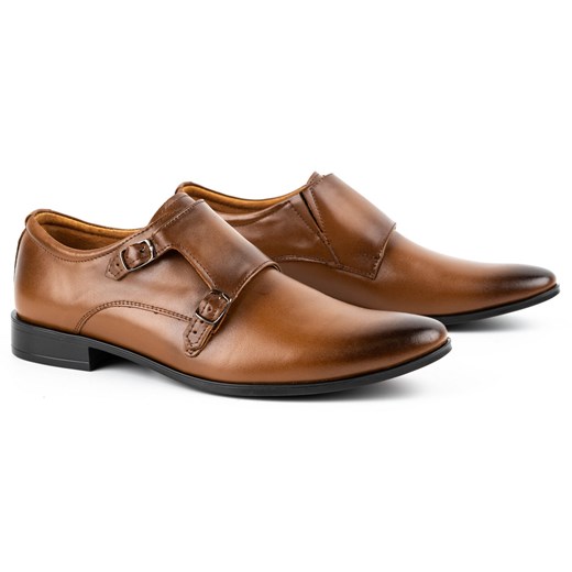 Skórzane buty wizytowe Monki 287LU jasny brąz ze sklepu butyolivier w kategorii Buty eleganckie męskie - zdjęcie 162371260