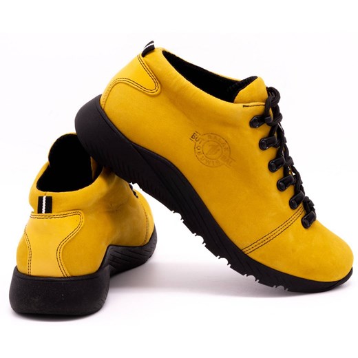 Damskie buty trekkingowe skóra 674BB musztarda ze sklepu butyolivier w kategorii Buty trekkingowe damskie - zdjęcie 162371323