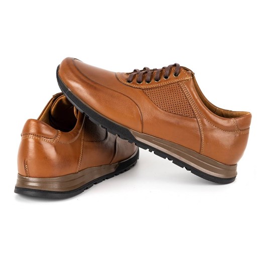Buty męskie skórzane casual 902KNT brązowe ze sklepu butyolivier w kategorii Półbuty męskie - zdjęcie 162371421