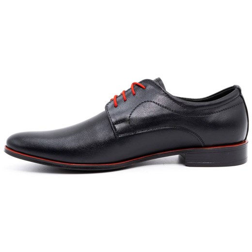 Buty męskie wizytowe skórzane 277 czarne z czerwonym ze sklepu butyolivier w kategorii Buty eleganckie męskie - zdjęcie 162371423