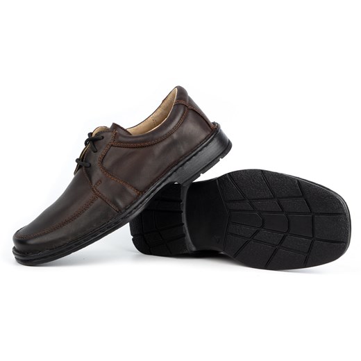 Buty męskie casual skórzane 0078W brązowe ze sklepu butyolivier w kategorii Półbuty męskie - zdjęcie 162371433