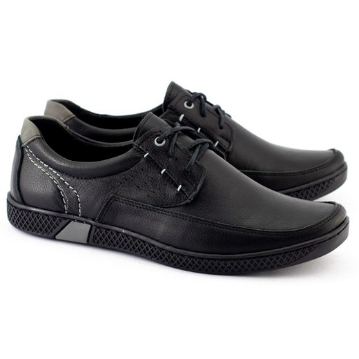 Buty męskie skórzane casual 911 czarne ze sklepu butyolivier w kategorii Półbuty męskie - zdjęcie 162371531