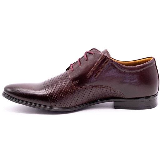 Buty męskie skórzane wizytowe 482 bordowe ze sklepu butyolivier w kategorii Buty eleganckie męskie - zdjęcie 162371613
