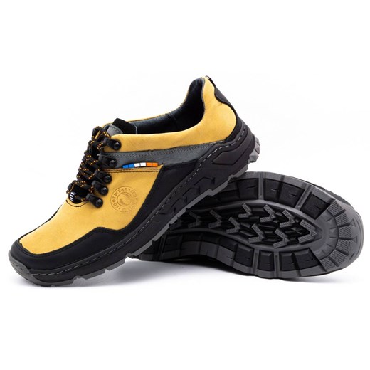 Męskie buty trekkingowe skórzane 292GT żółte ze sklepu butyolivier w kategorii Buty trekkingowe męskie - zdjęcie 162371693