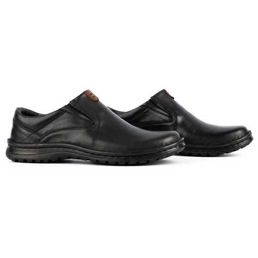 Buty męskie skórzane wsuwane 12KAM czarne ze sklepu butyolivier w kategorii Półbuty męskie - zdjęcie 162371712