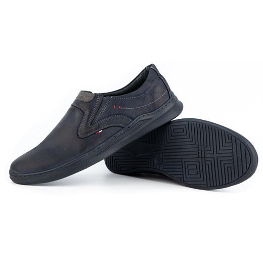 Buty męskie skórzane wsuwane casual 284GT granatowe ze sklepu butyolivier w kategorii Półbuty męskie - zdjęcie 162371742