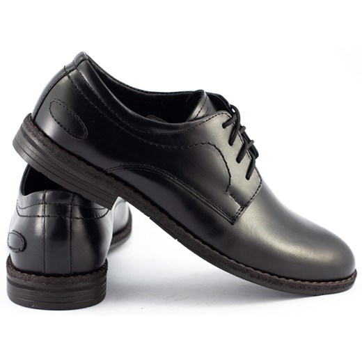 Buty męskie skórzane wizytowe 281LU czarne ze sklepu butyolivier w kategorii Buty eleganckie męskie - zdjęcie 162371760